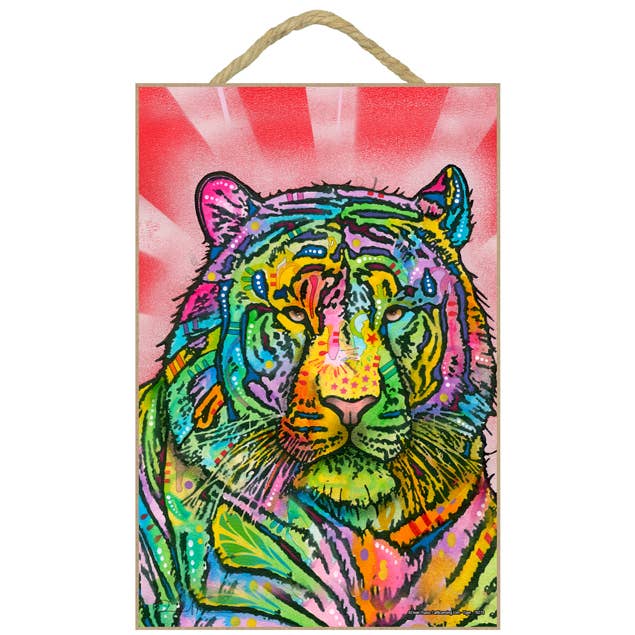 SJT Enterprises, Inc. – wholesale Sign – Tiger (laying down) 7" x 10.5" wood plaques/signs