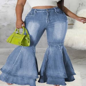 Women's High Waist Jeans Denim/layered Ruffle Bell-bottoms Pants /tassel  Jeans/retro/ Vintage 70s /bohemian /hippie Style. -  Canada