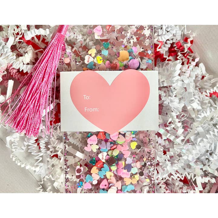 Coloring Home - Wholesale Bookmark - Valentine’s Day Heart Glitter Shaker Bookmark2