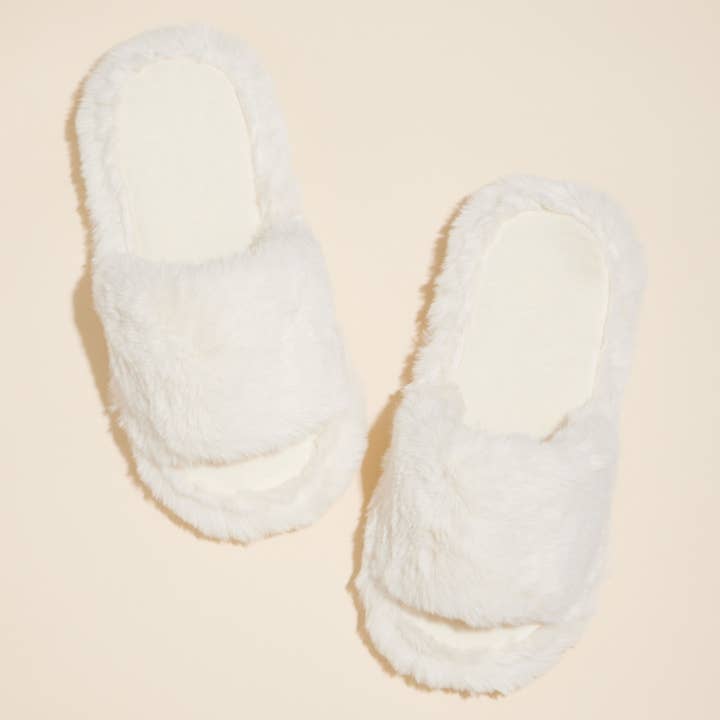 Lilla Haven - Wholesale Slippers - Women's - Open Toe Plain Fuzzy Slippers