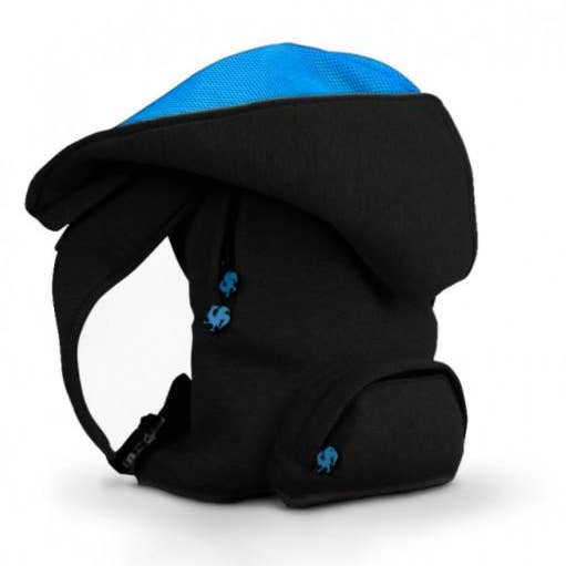 Mochila con capucha desmontable - Negro con forro azul para venta al por mayor de Morikukko USA