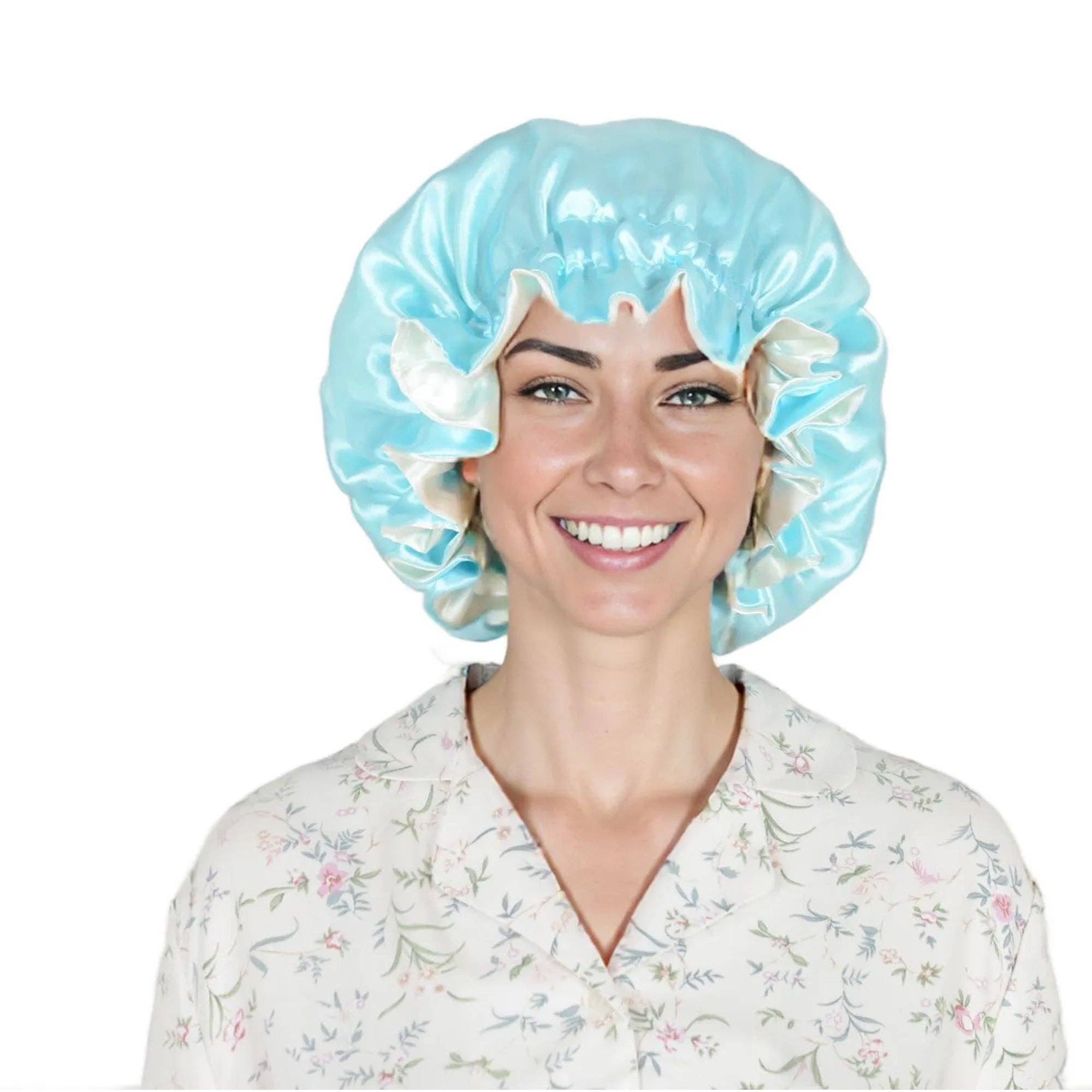 AK Brand – Engroshandel Nathue – til kvinder – Satin sovekalot med dobbelt lag og flæsekantet silkehat17