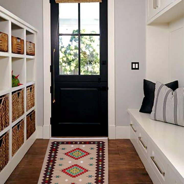 Corredor vintage hecho a mano estilo azteca de lana genuina para venta al por mayor de Fybernots