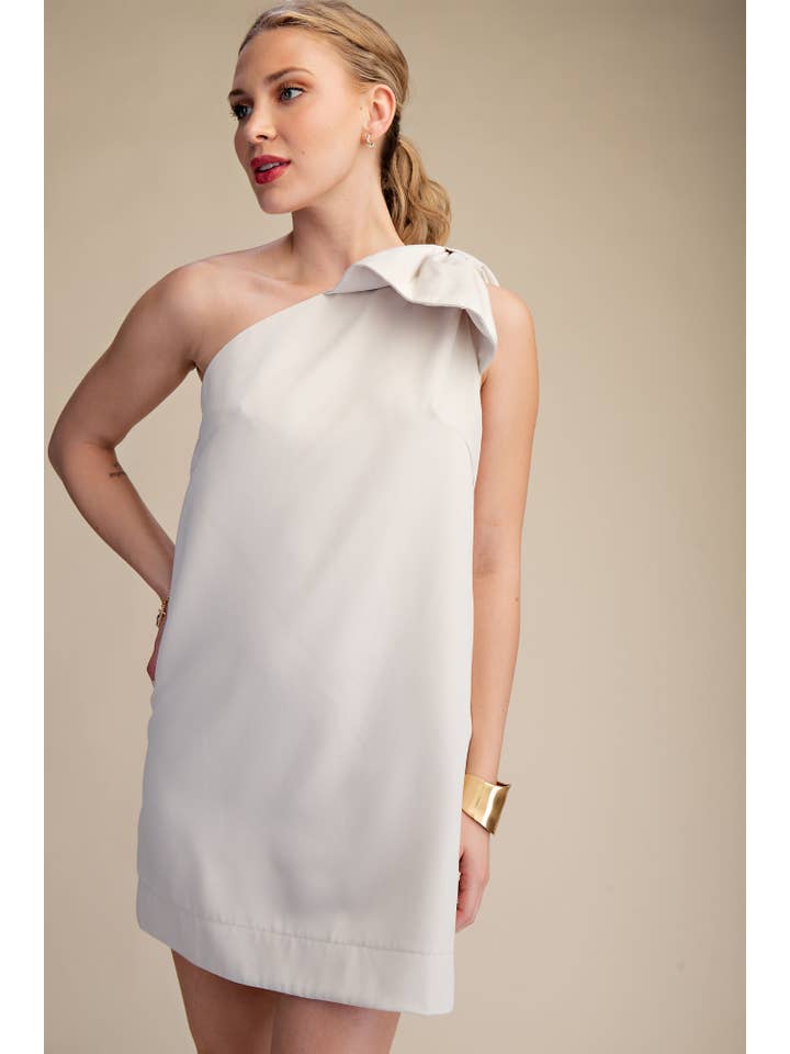 Glam - Wholesale Dress - Women's - Bow One Shoulder Mini Dress22