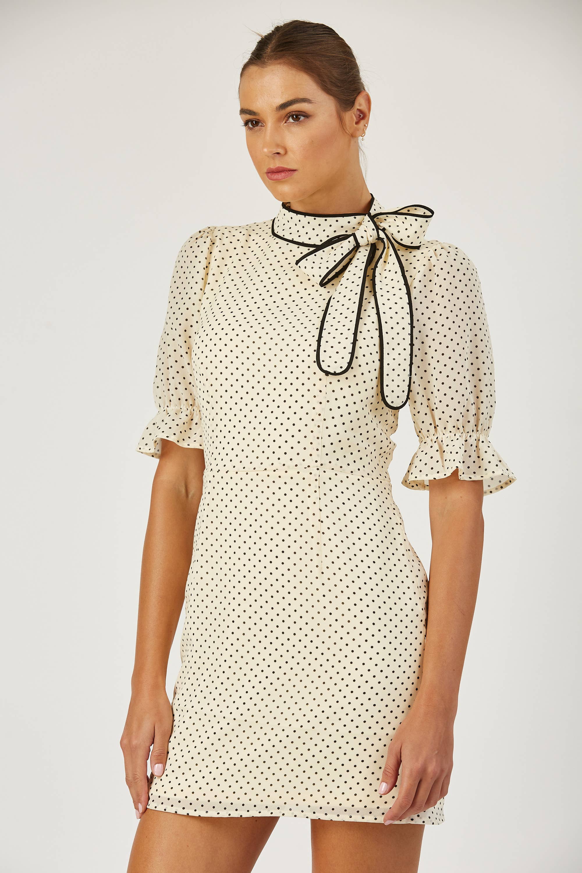 Isla Maude - Wholesale Dress - Women's - Colette tie neck polka dot dress3