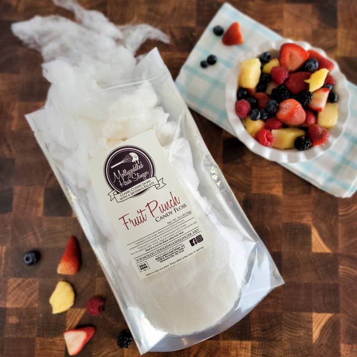 Fruit Punch Candy Floss (Natural Dye Free Cotton Candy) for wholesale by Mollycoddled Hash Slinger