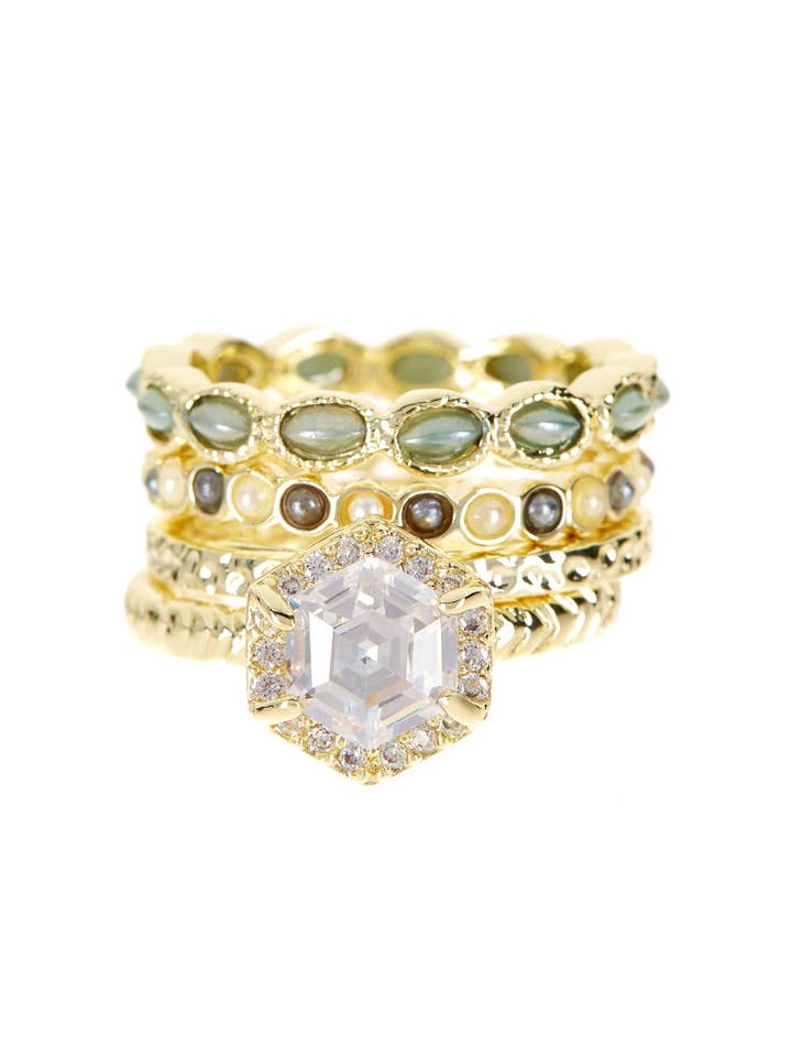 CZ Stack Ring Set - GF for wholesale by Zoey Simmons