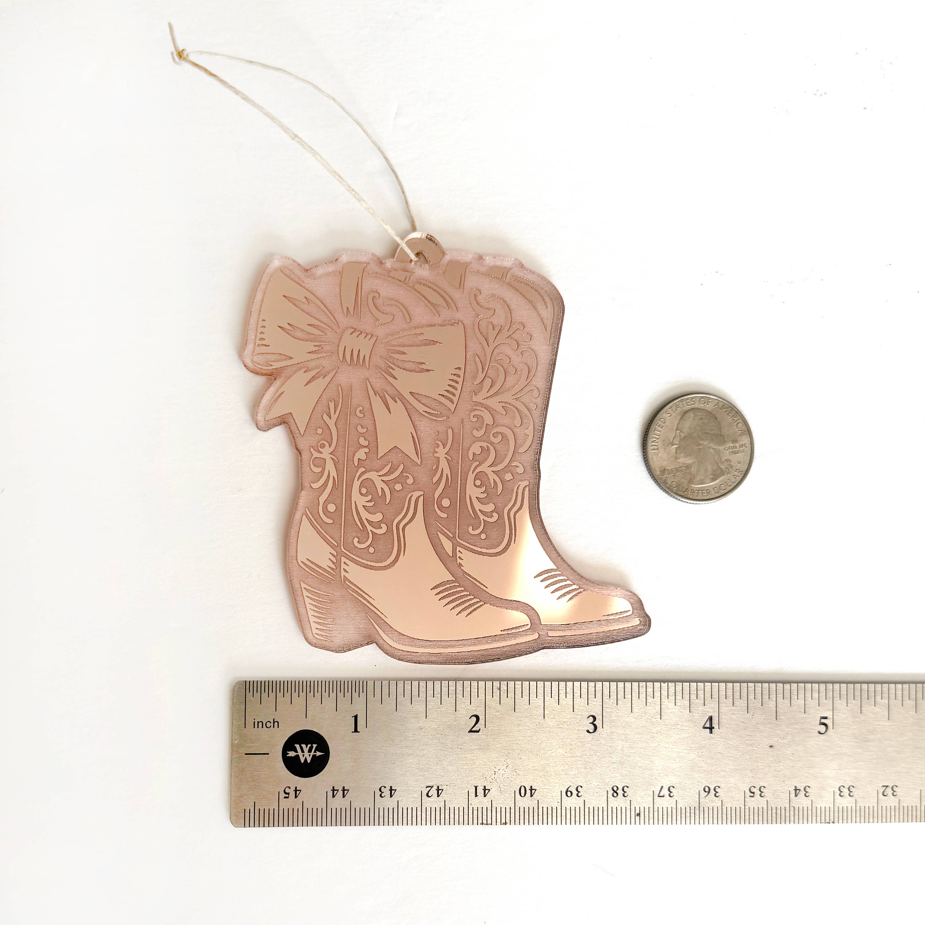 Art by Sharell - Wholesale Ornament Set - Mirrored Cowgirl Boots Ornament, Western Christmas Ornament4