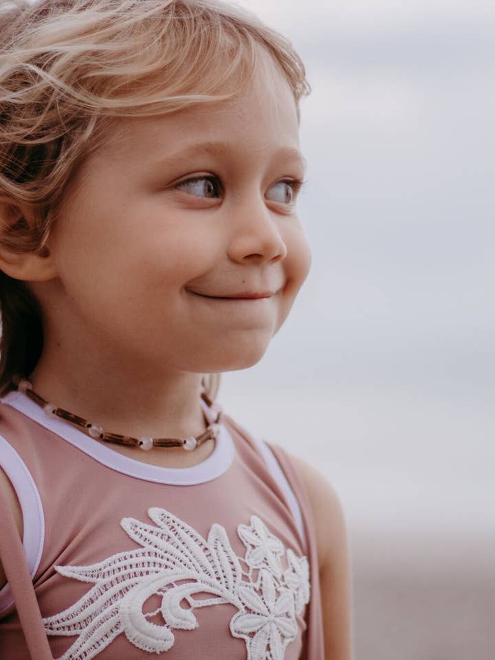 Natural Hazelwood + Amethyst Gemstone || Beaded Necklace for wholesale by CanyonLeaf