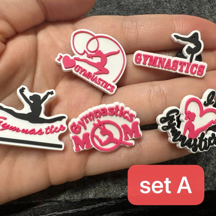JuliesDecal - Wholesale Shoe Accessories - I Love Gymnastics theme gymnast shoe charms