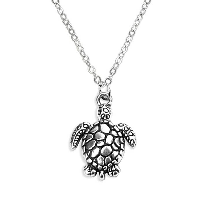 Sea Turtle Charm Necklace – Silver and Bronze Ocean Pendant for wholesale by O Yeah Gifts