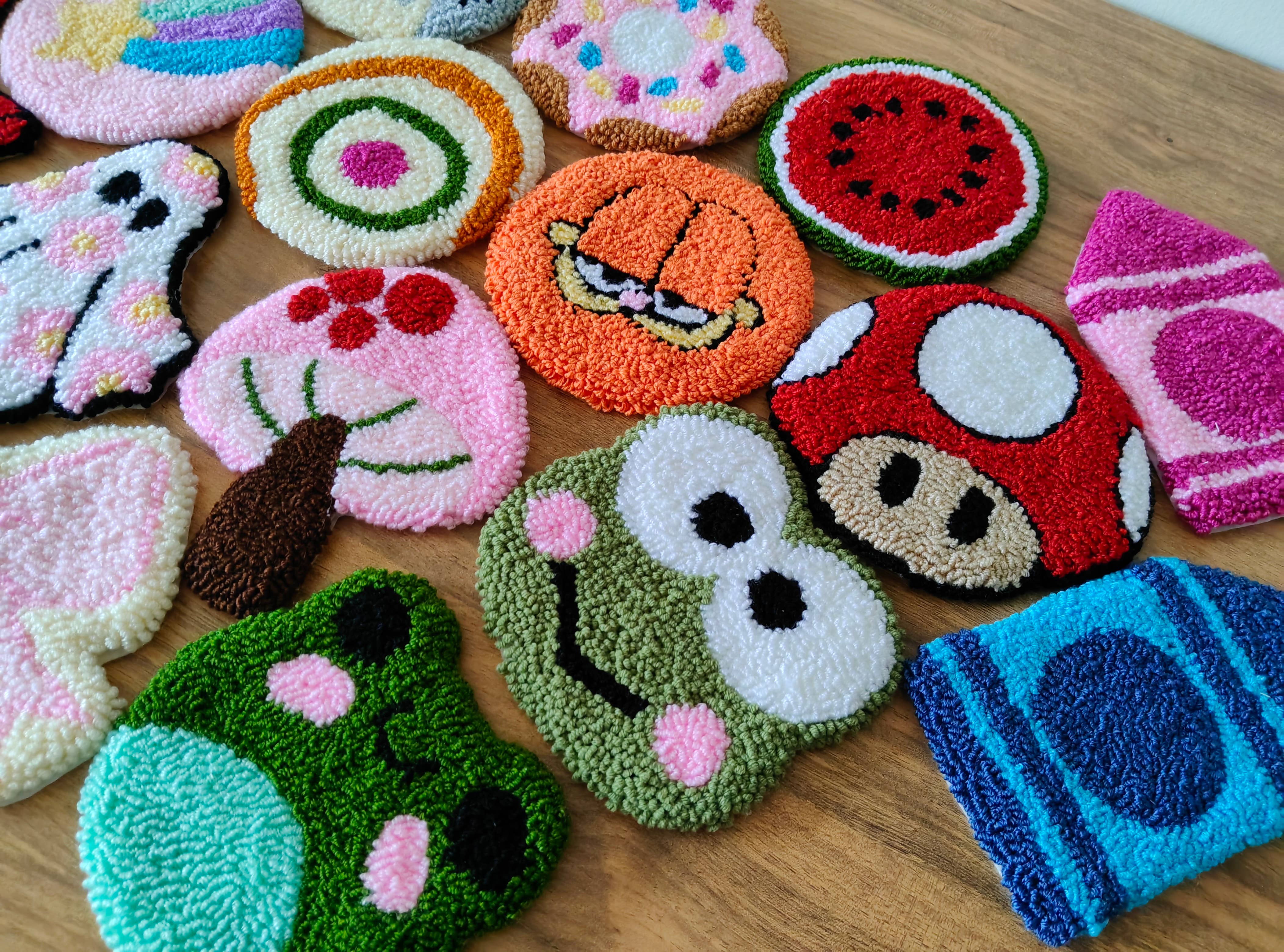 despinacrafting - Vendita all'ingrosso Sottobicchiere - Sottobicchieri Punch Needle fatti a mano, portatazze per caffè, accessori da tavola11