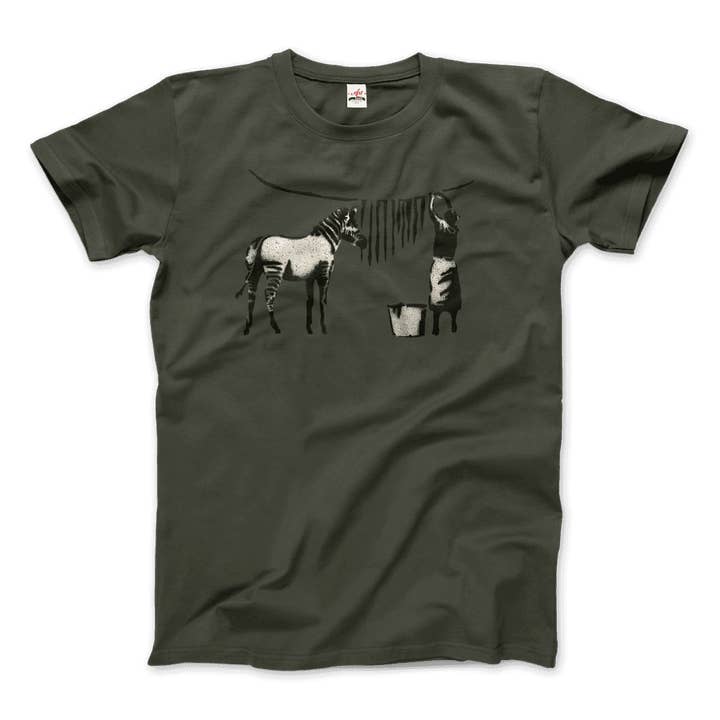 Art-O-Rama Shop – wholesale Screen printed t-shirt – unisex – Banksy Zebra Stripes Artwork T-Shirt5