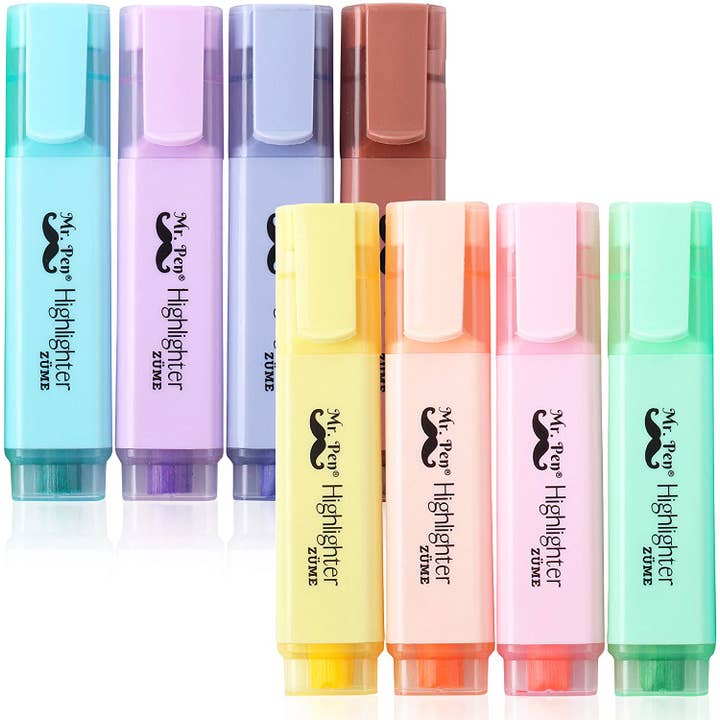 Mr. Pen – Großhandel Textmarker – Mr. Pen Textmarker in Pastellfarben, 8er-Pack, Keilspitze