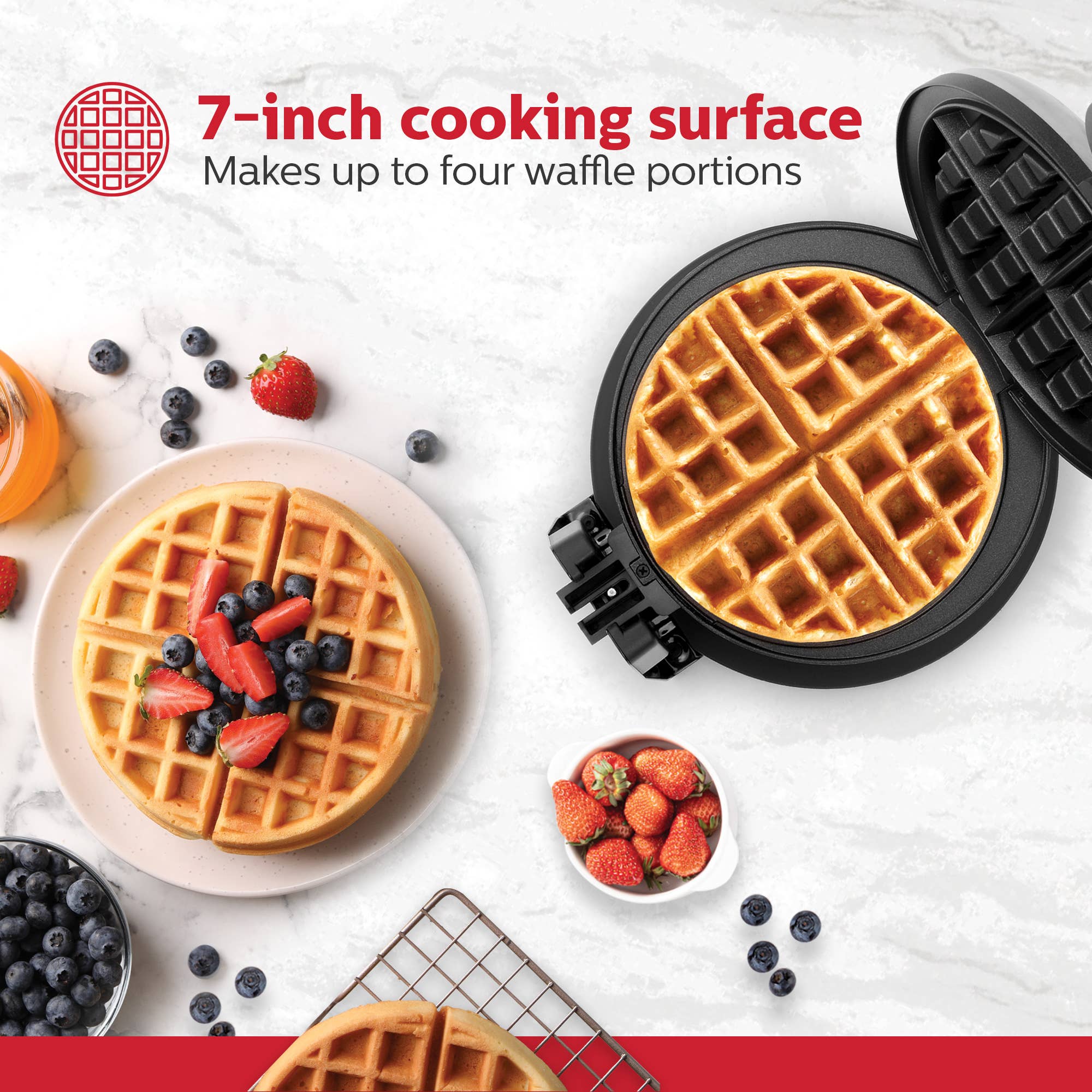 Black 7" Rotary Belgian Waffle Maker Stainless Steel - Individual for wholesale on Faire2