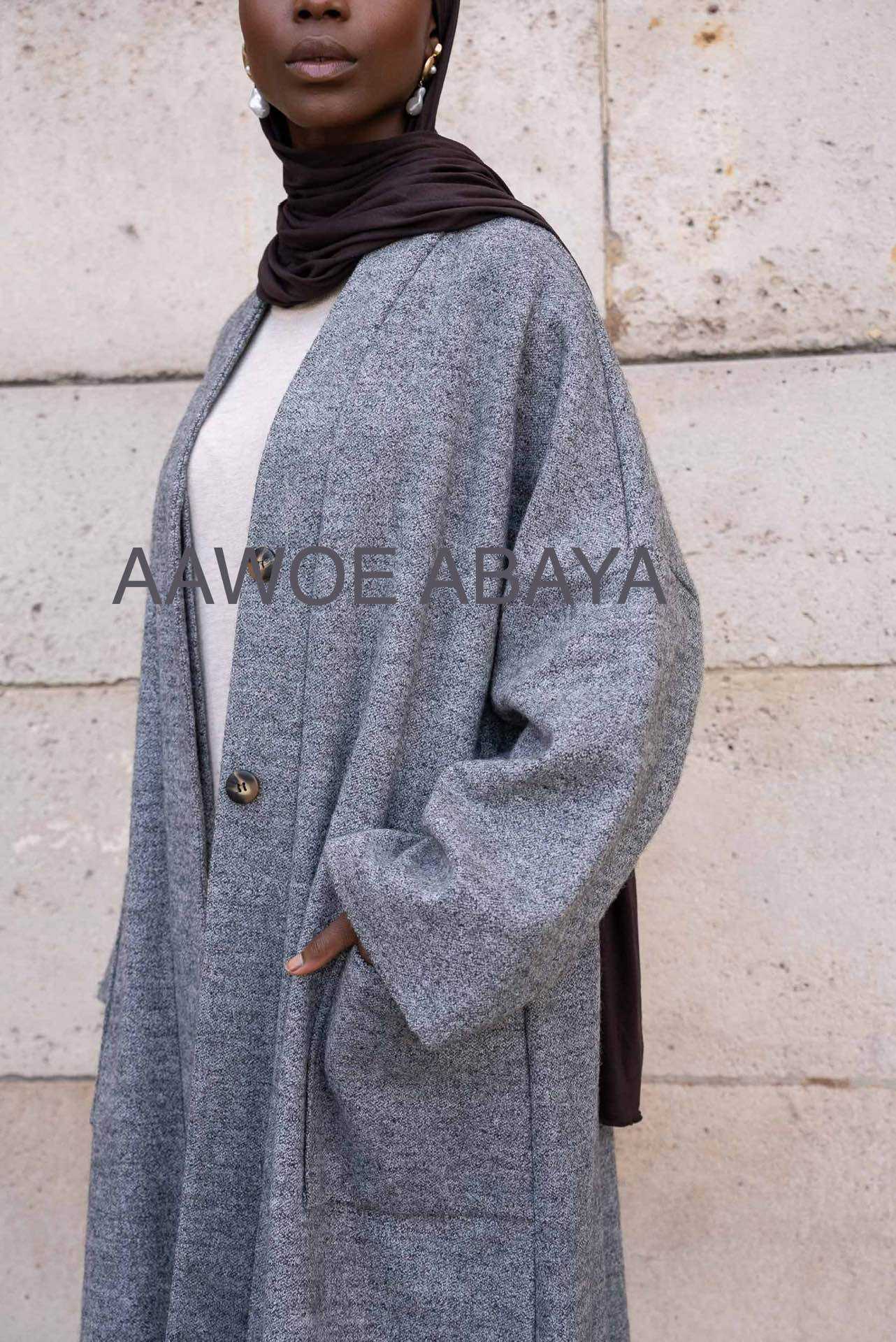 Aawoe Abaya – Casaco - Mulher por atacado – Casaco longo de inverno - comprimento 145 cm - 21607