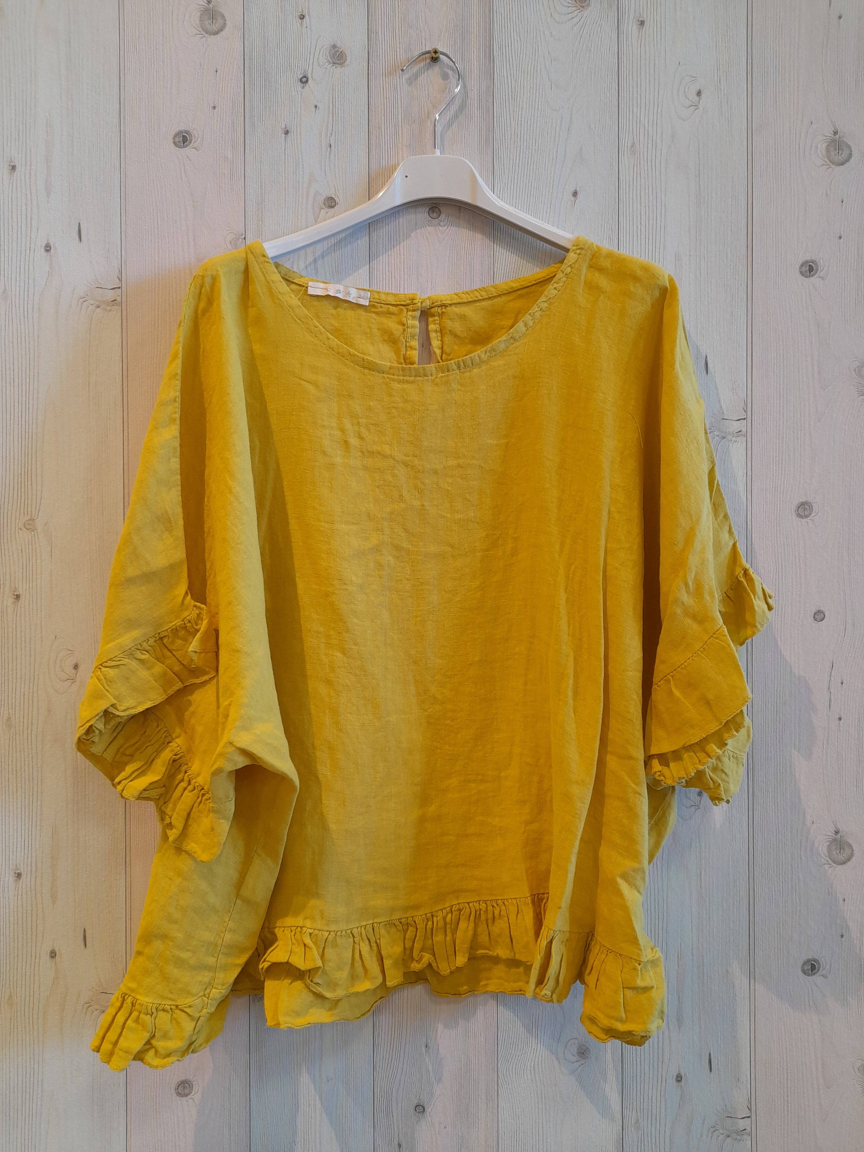 Linen & More - Vente Chemisier – femme - Blouse à volants 100 % lin - réf 1074010