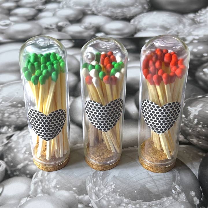 CJ Gift Goddess - Wholesale Match holder - 3" Matches in Cloche w/Heart Striker & 25 Colored Matches0