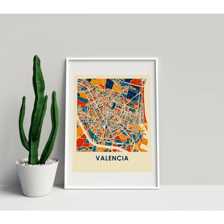 Impresión de mapa de PrusianValencia, 28 x 35,5 cm, estilo croma para venta al por mayor de ILIKEMAPS
