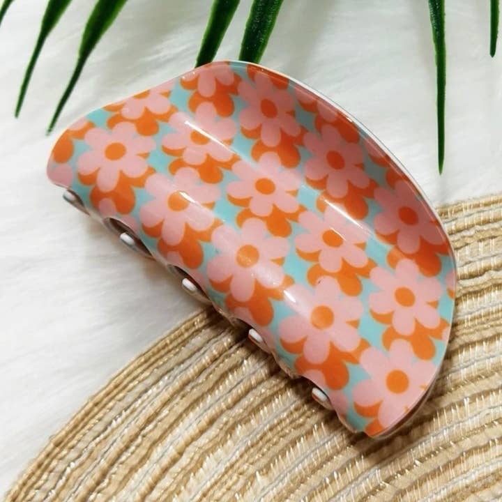 Retro Flowers Hair Claw Clip for wholesale by XO Wholesale