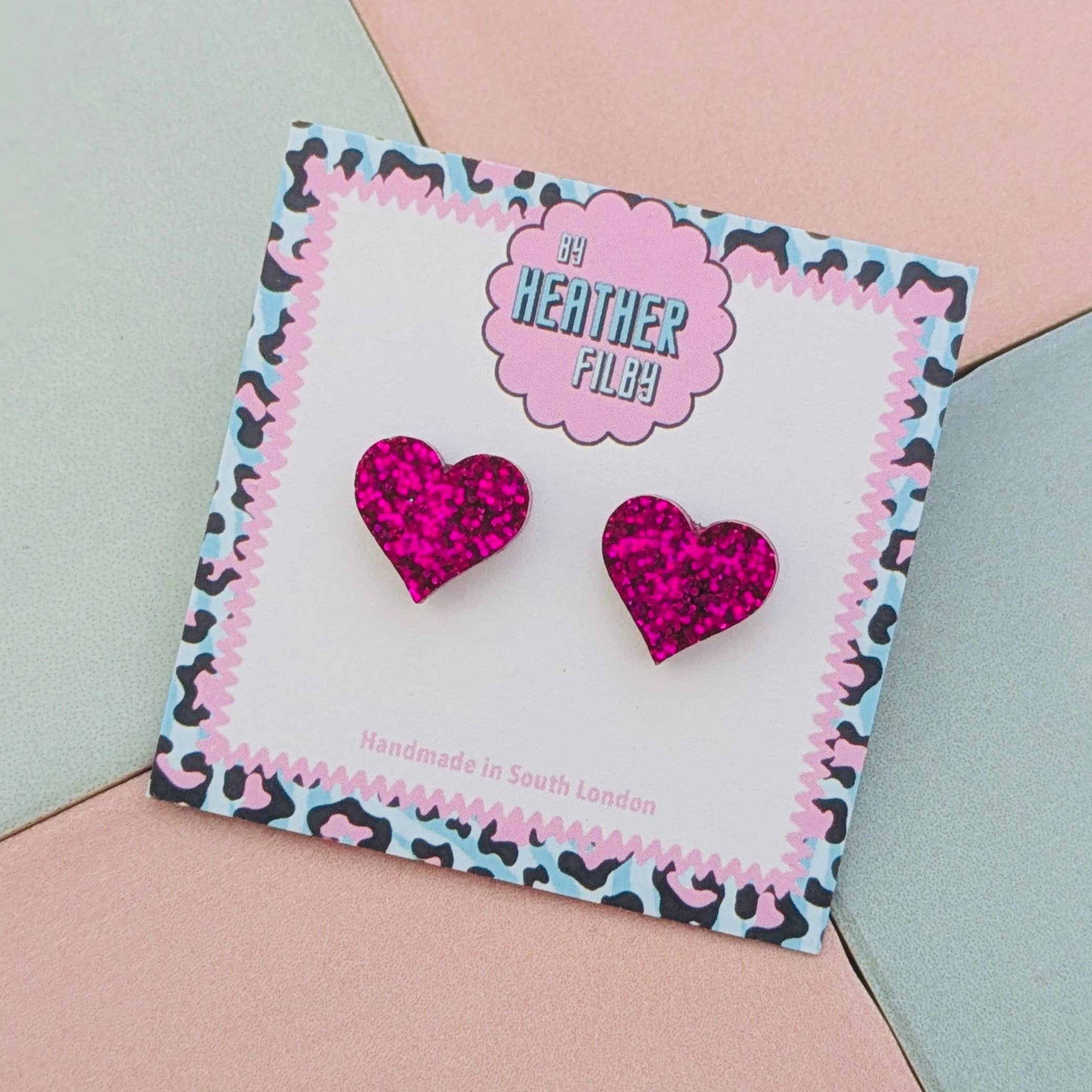 By Heather Filby – wholesale Stud/post earrings – Heart Stud Glitter Earrings (MORE COLOURS) - Best Seller1