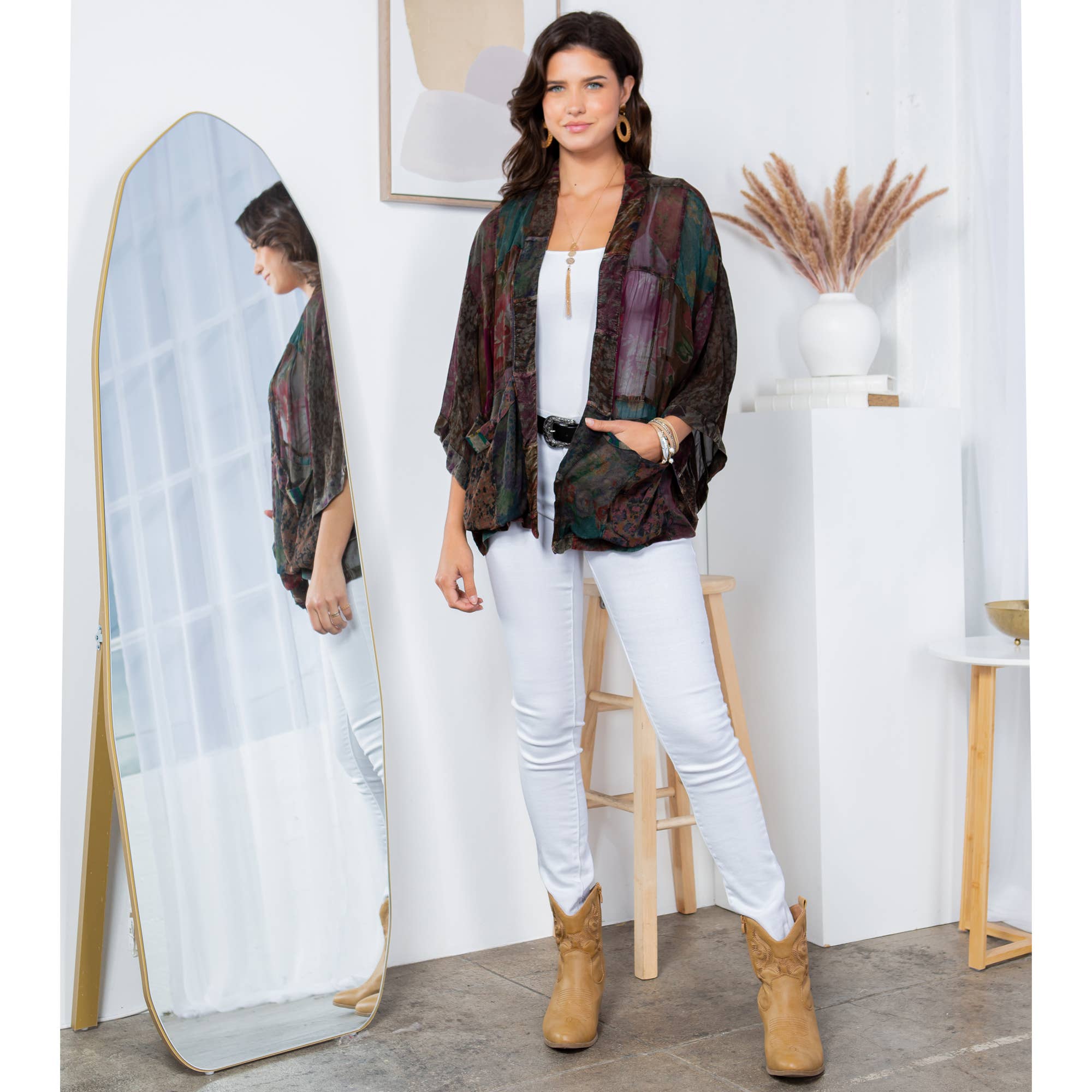 Young Threads - Wholesale Kimono - Women's - Kimono Top In Overdyed Mix N Match Patches - in 7 Color ways37