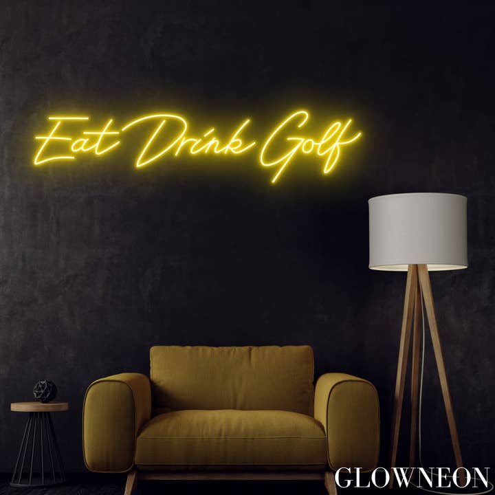 Insegna al neon Eat Drink Golf, insegna a led da golf, decorazione a led per mazze da golf per la vendita all'ingrosso da parte di Glow Neon