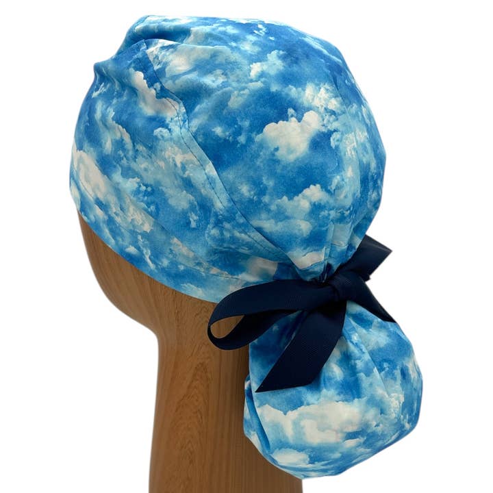 SewingLabPlus - Wholesale Healthcare Uniform - Women's - Blue Sky Scrub Cap Pony Tail Scrub Hat Ribbon Tie 4