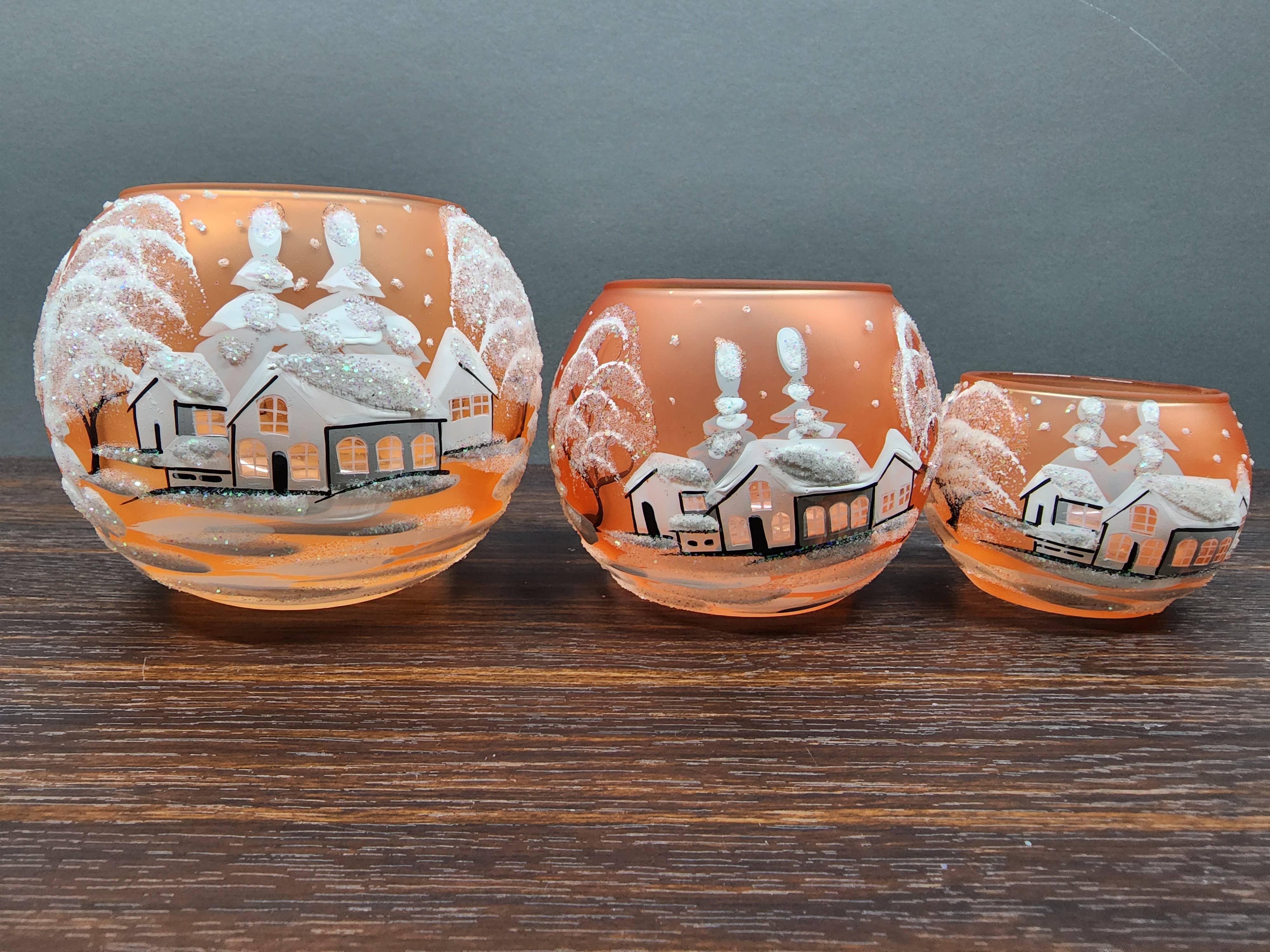 Glass by Iness - Wholesale Candle Holder - White Church In Winter Wonderland Collection - Candle Holder7