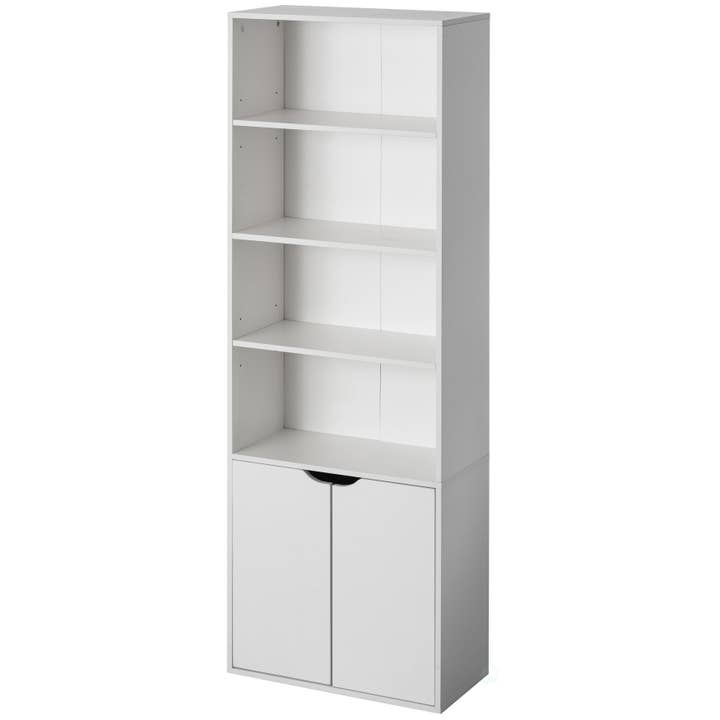 Bibliothèque blanche ouverte multi-usages à 4 niveaux de 71 pouces (180 cm) pour la vente par Quickway Imports