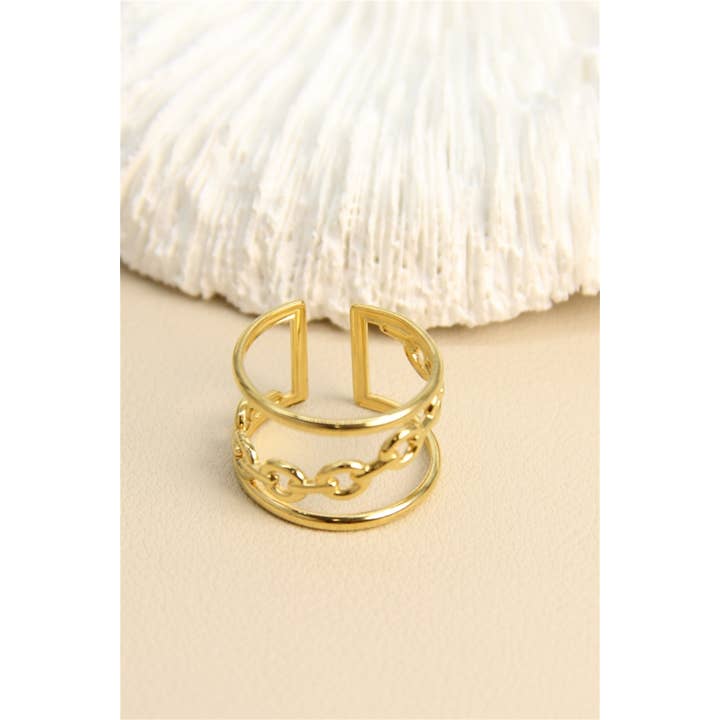 BELLISSIMA BIJOUX - Wholesale Band/Stacked Ring - Minimalist Chain Ring – Gold Stainless Steel