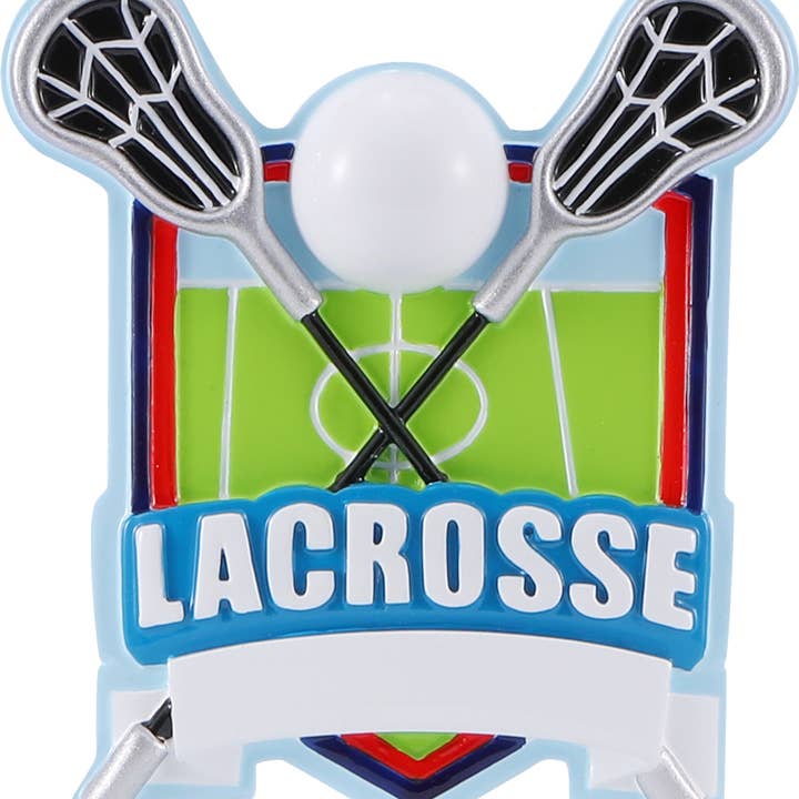 Lacrosse Shield Personalized Ornament for wholesale by PolarX Ornaments
