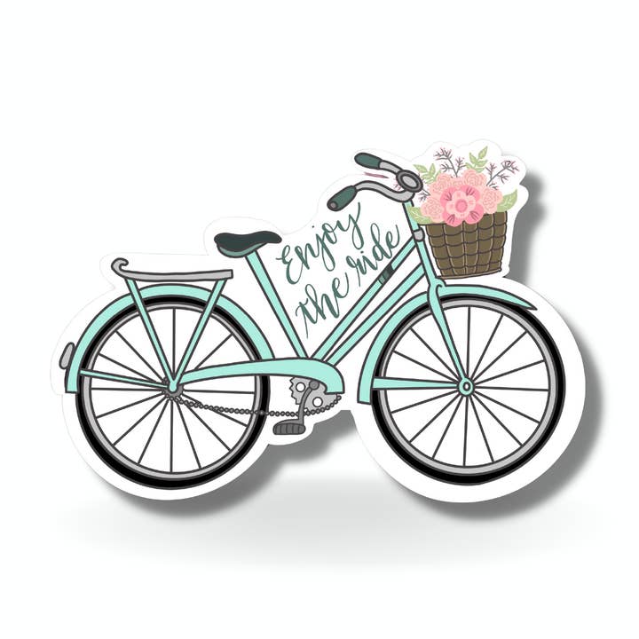 Bicycle, Enjoy the Ride Vinyl Sticker for wholesale by Lola & Bean Creations