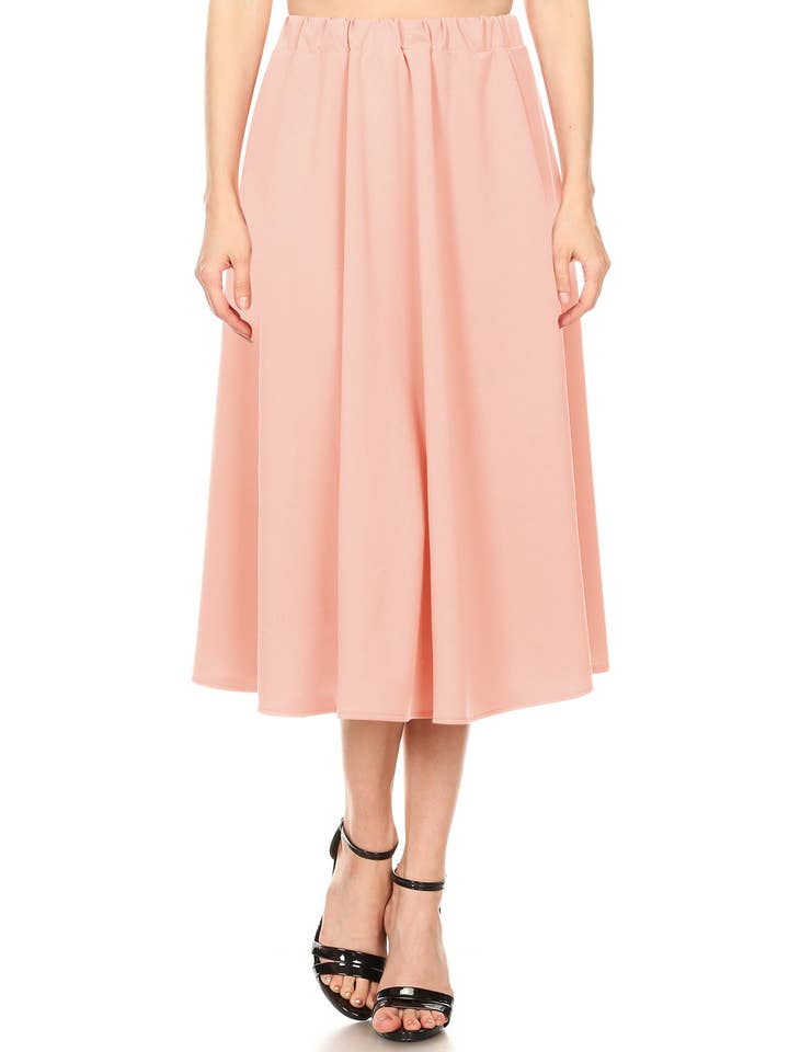 MOA COLLECTION - Vente Jupe – femme - Femme Casual Trapèze Plissée Solide Jupe Midi5