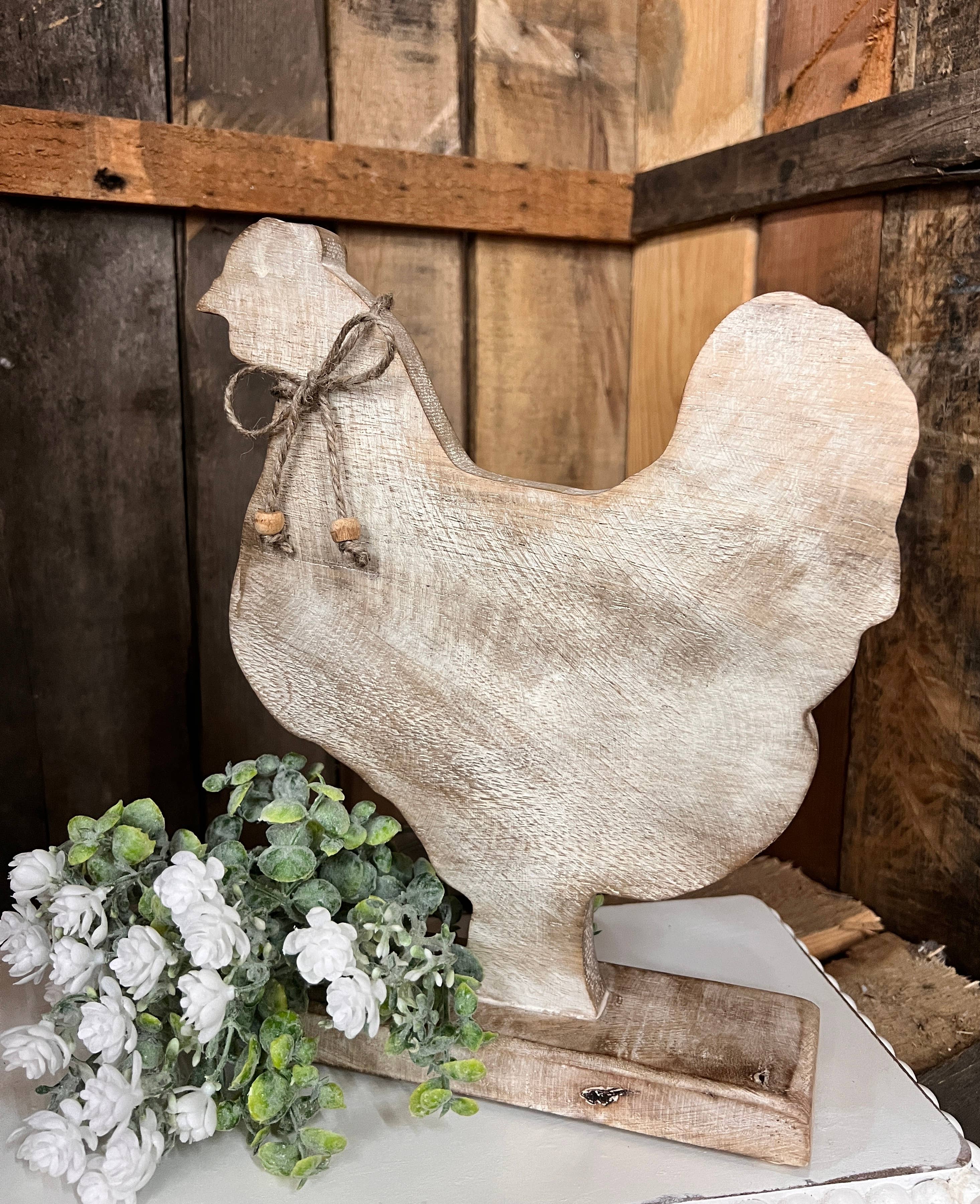 Wholesale Home Decor - Wholesale Decorative Tabletop Object - Wooden Rooster 12x10in