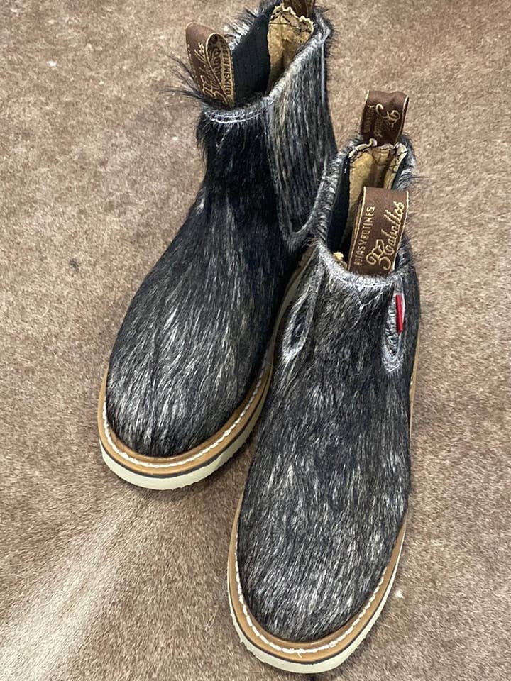 Size 6.5 Black White Cowhide Lechera for wholesale by Rancherr Boots