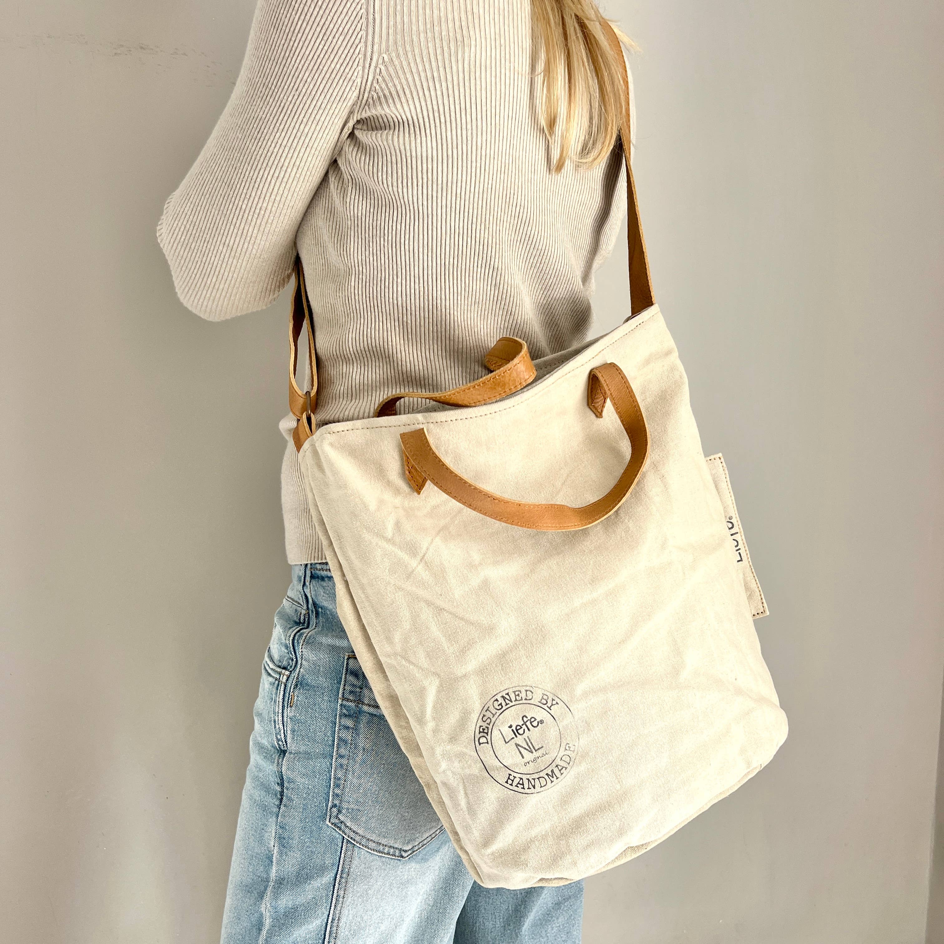 Liefe NL - Wholesale Shoulder Bag - Women's - BucketBag (light canvas) - raw NEW0