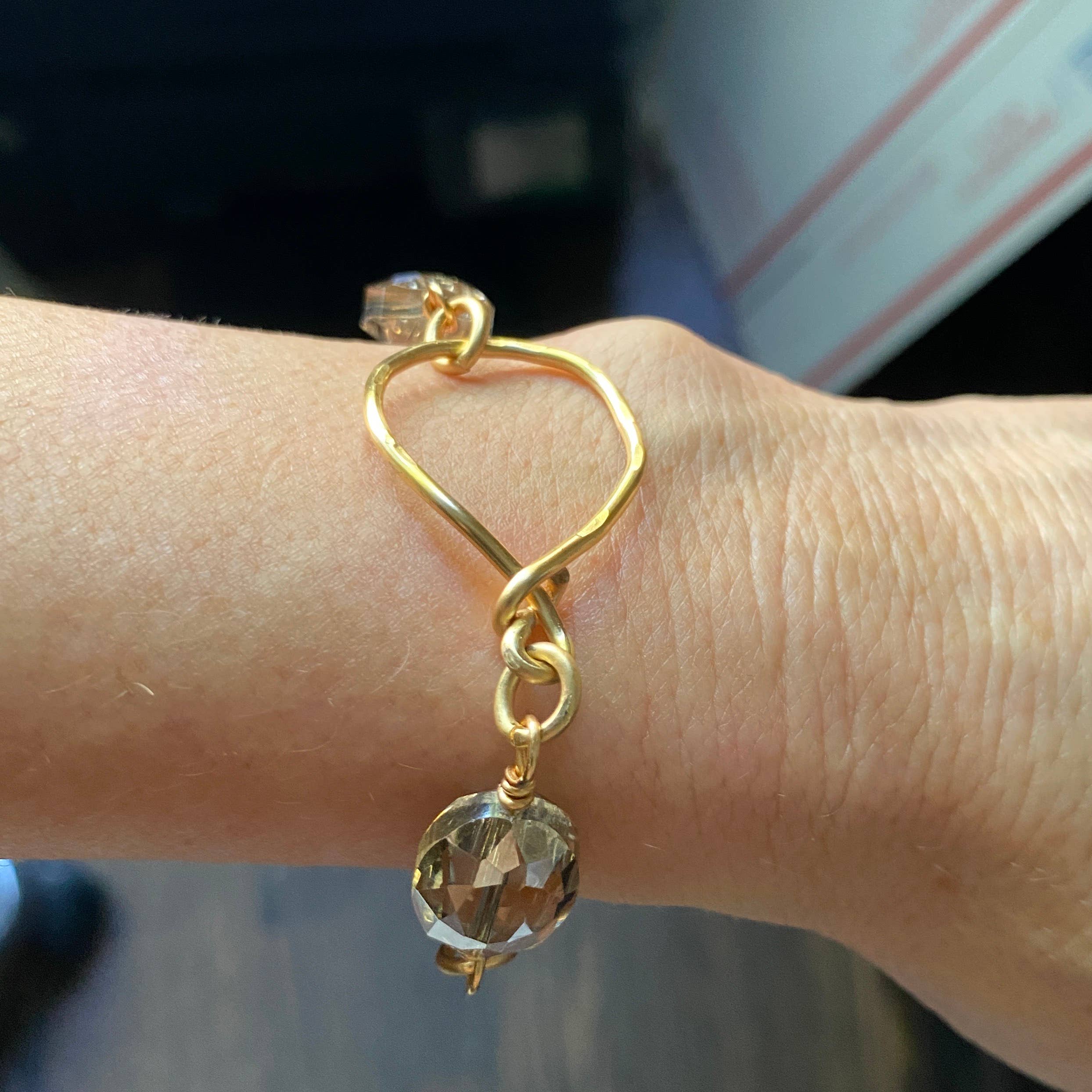 Marble Designs Jewelry – wholesale Berlockarmband – Guld kristall armband hamrade Hoop Connector1