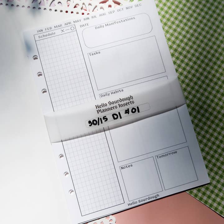 A5 One Page Daily Planner Insert, Daily Planner for wholesale by Hello Sourdough