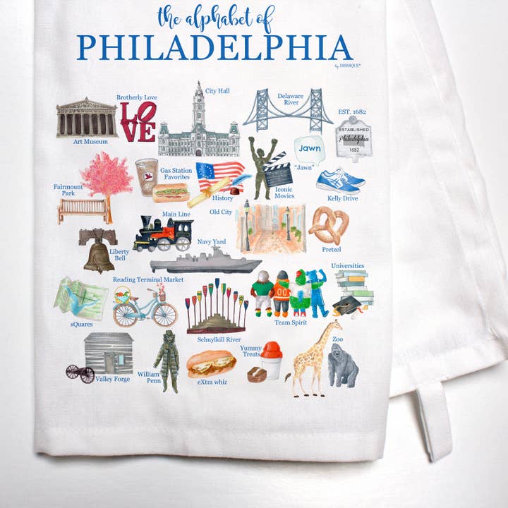 Philadelphia Alphabet Bar Towel for wholesale by Dishique
