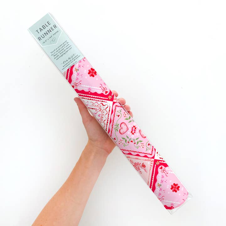 Cupid's Quilt Patchwork Valentine's Day Table Runner for wholesale by Cami Monet