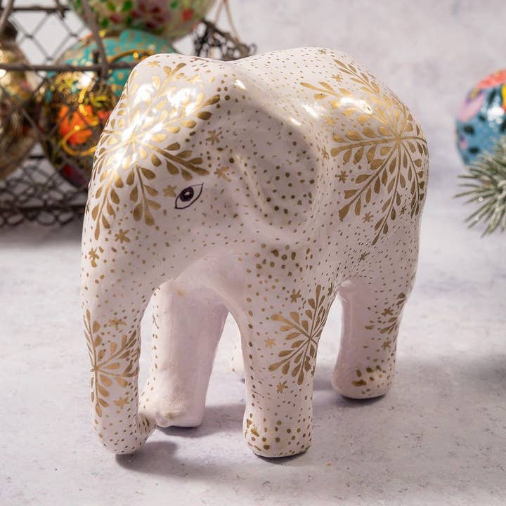White Snowflake Giant Elephant for wholesale by Bollywood Christmas