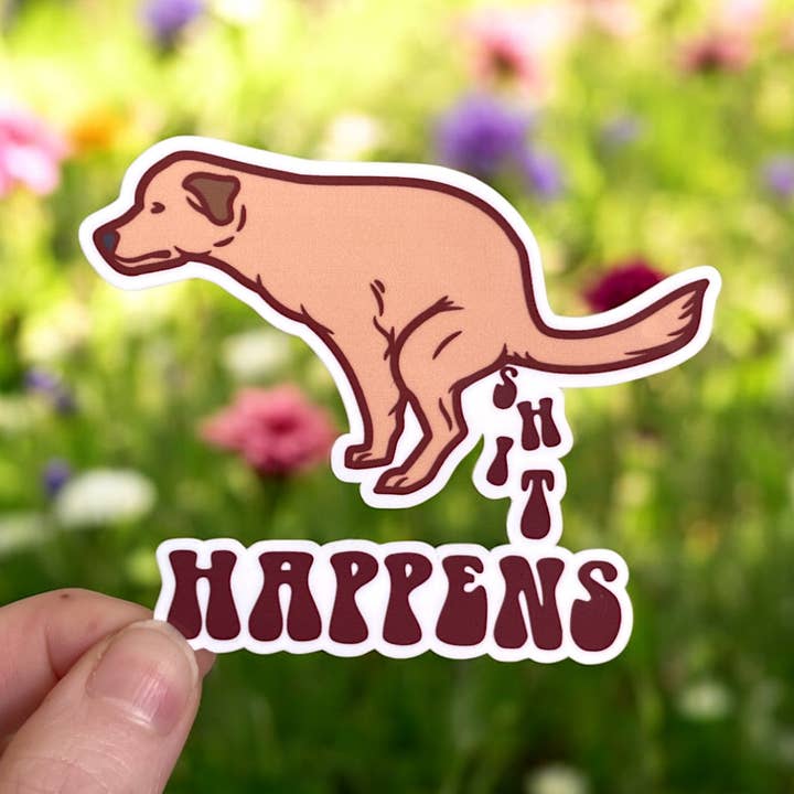 Autocollant drôle de chien "M*rde arrive", autocollants imperméables pour la vente par Boneyard Co.