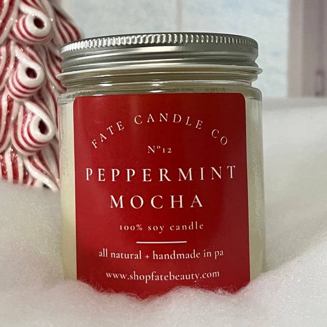 Fate Naturals - Wholesale Jar/Filled Candle - Peppermint Mocha Non-Toxic Candle (Chocolate + Mint)3