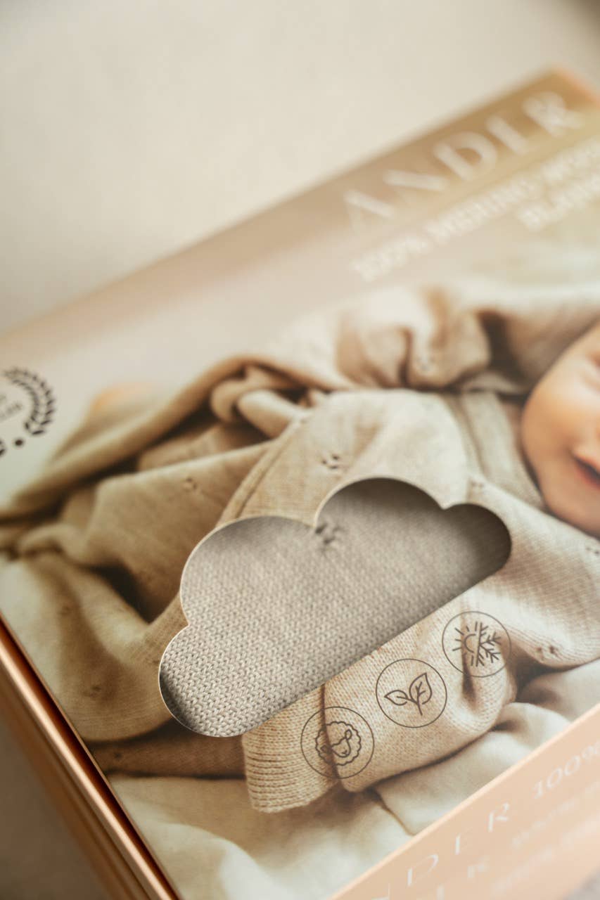 Ander - Vendita all'ingrosso Coperta - Bambini e neonati - Coperta per neonati in 100% lana Merino - Apollo - 75x100 cm Prodotto in PL11