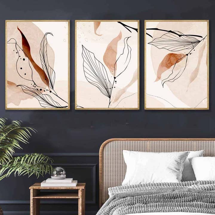 Juego de 3 impresiones artísticas de hojas otoñales y acuarelas para venta al por mayor de Artze Wall Art