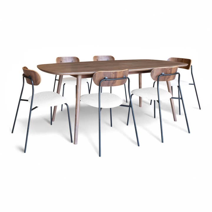 ENS TAFEL EN 6 STOELEN STOF ECRU CALLAO voor wholesale door Now's Home