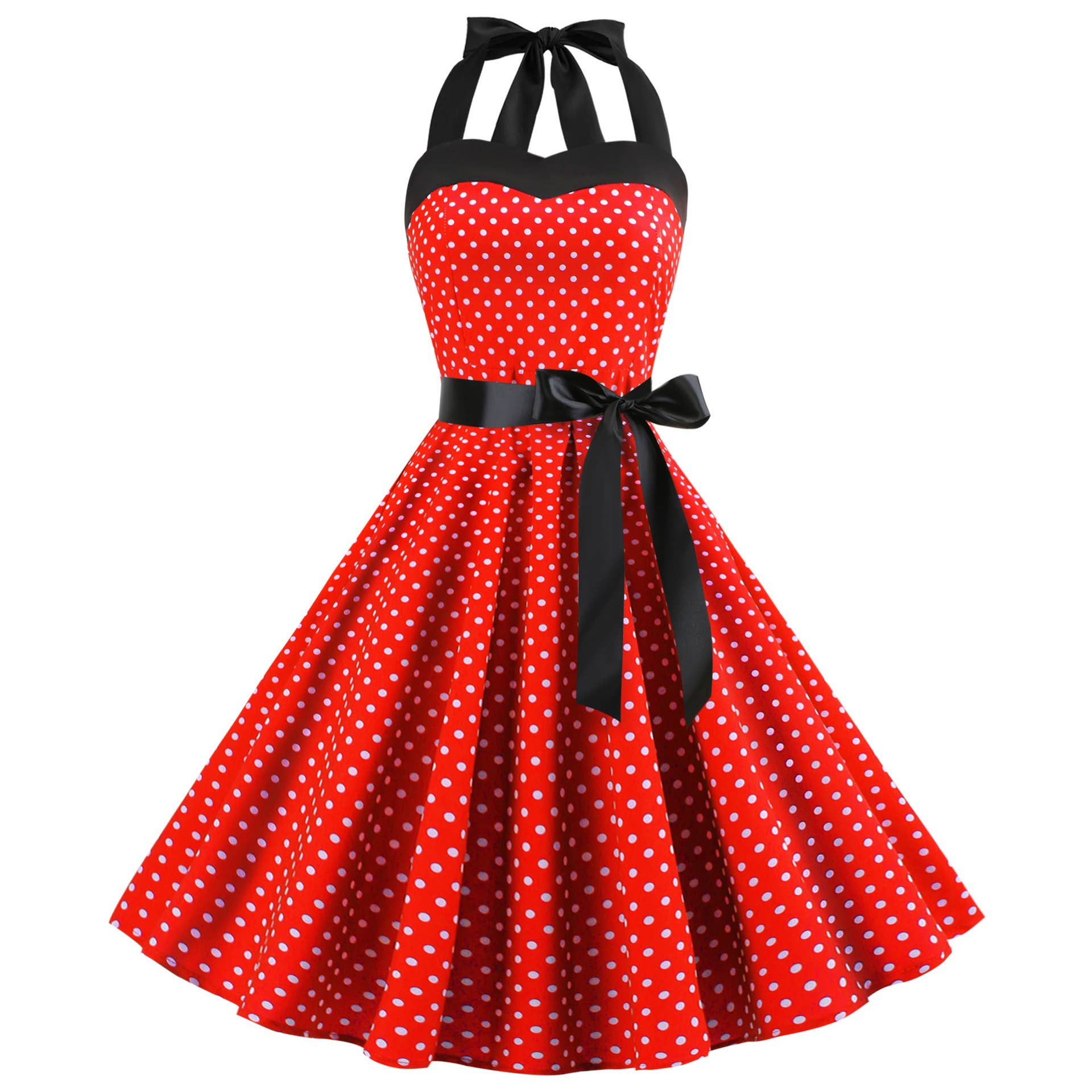 Rosa Clothing - Wholesale Dress - Women's - Vintage Polka Dot Halter Dress11