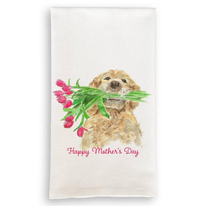 Dog Holding Flowers with Happy Mother’s Day for wholesale by French Graffiti