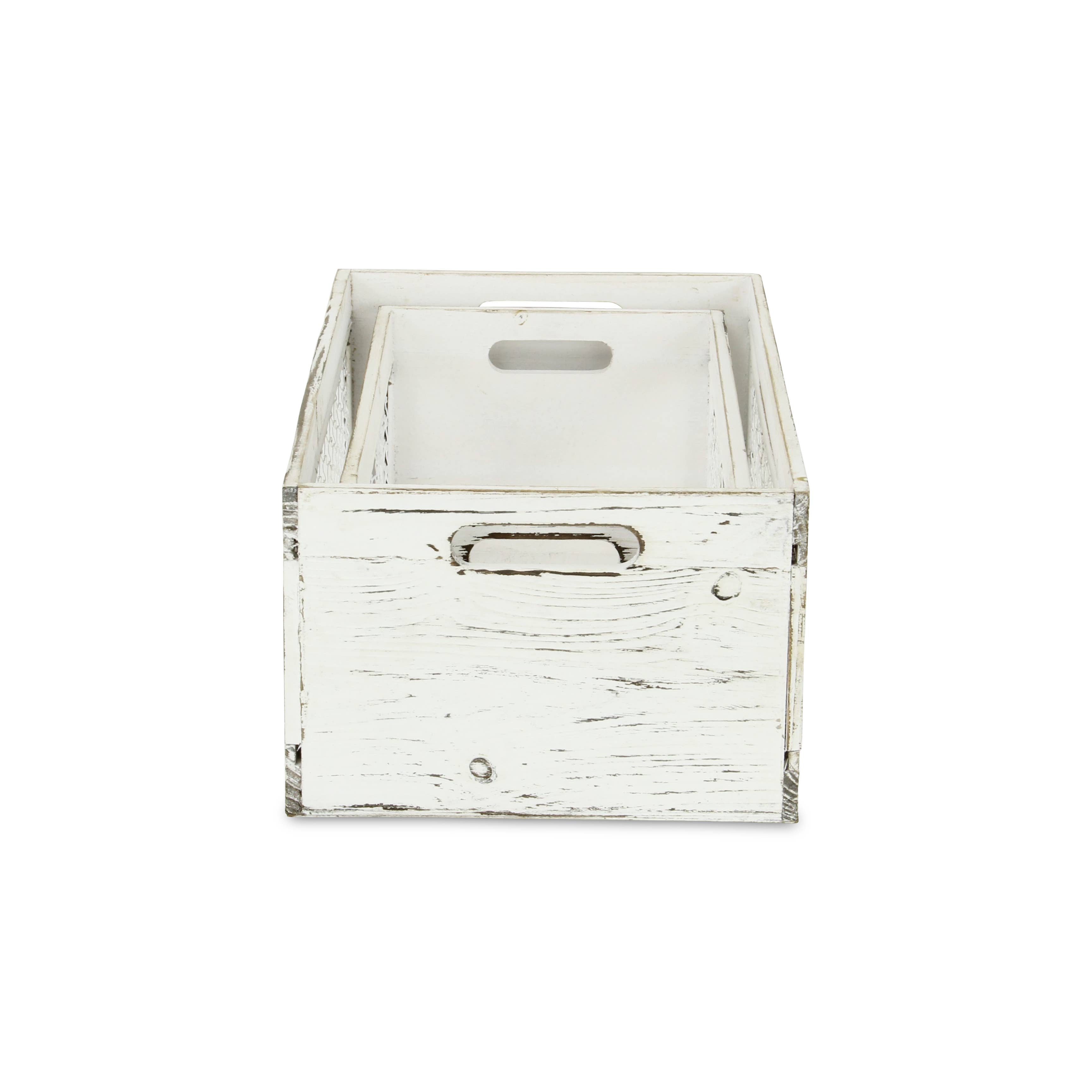 Cheungs Home Decor – Engroshandel Kurv – Lyron sæt med 2 rustikke træ- og kyllingetrådskasser6